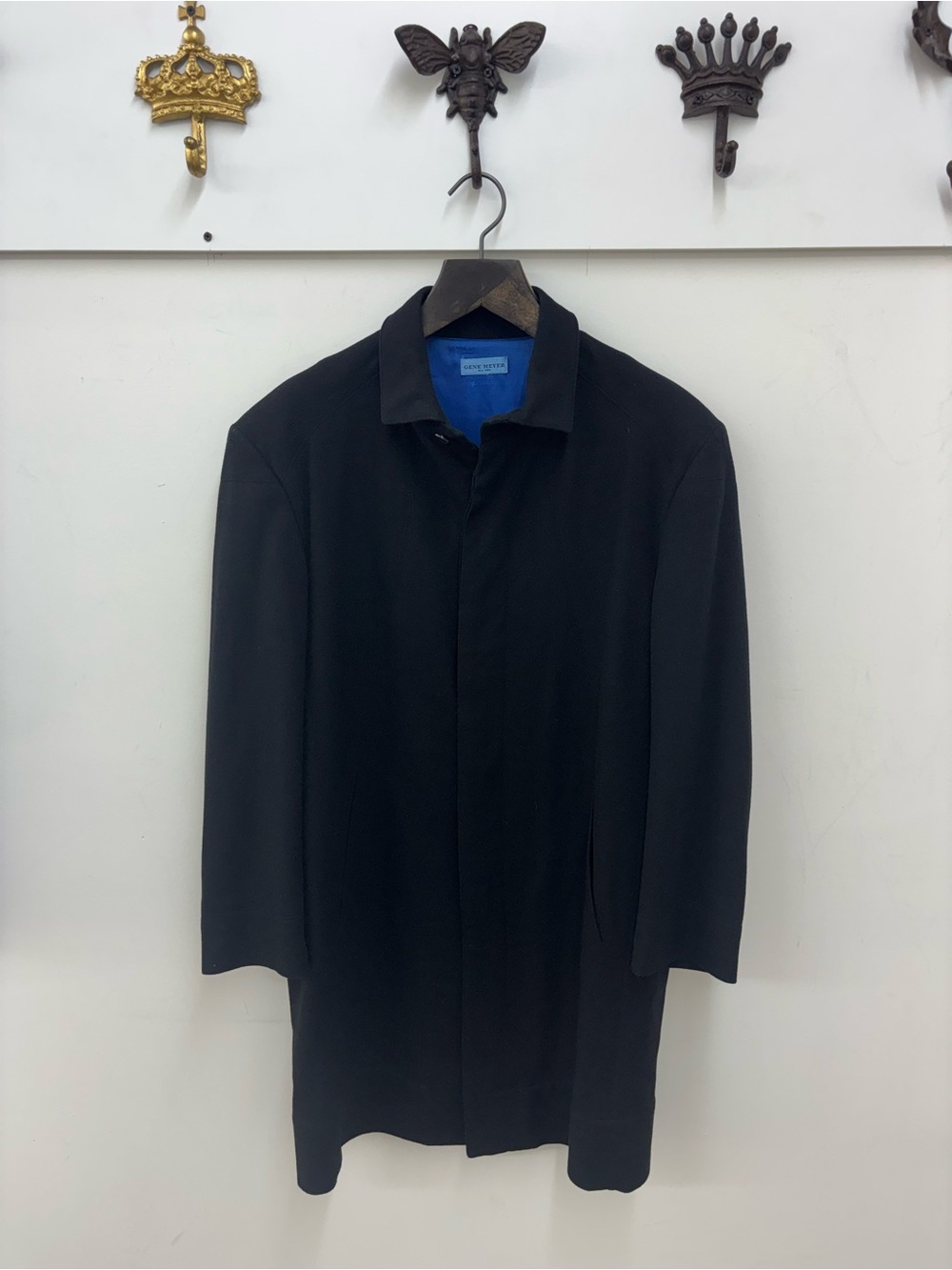 Gene Meyer black button overcoat Men’s size M